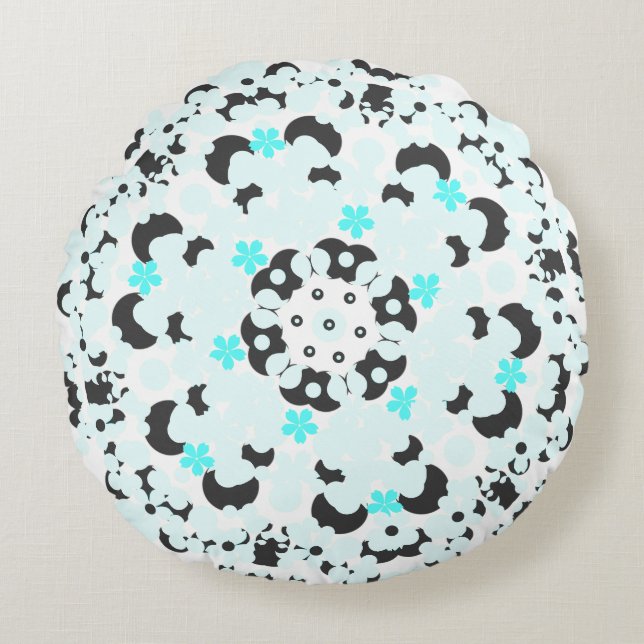 Coussin rond à motifs ornementaux (Devant)