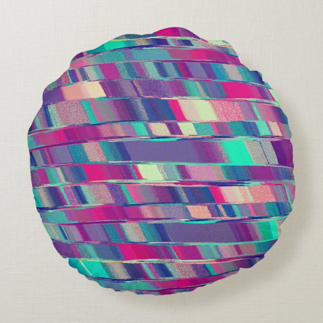 Coussin rond à rayures de couleur (Dos)