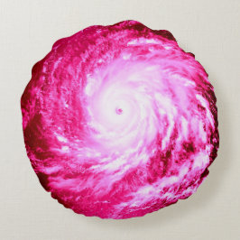 Coussin rond à spirale rose