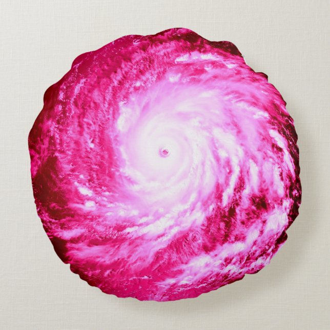 Coussin rond à spirale rose (Dos)