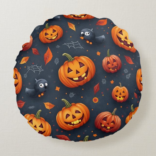 Coussin rond à thème Halloween (Devant)