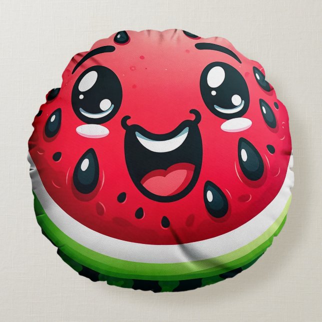 Coussin rond à tranche de pastèque - Whimsical (Devant)