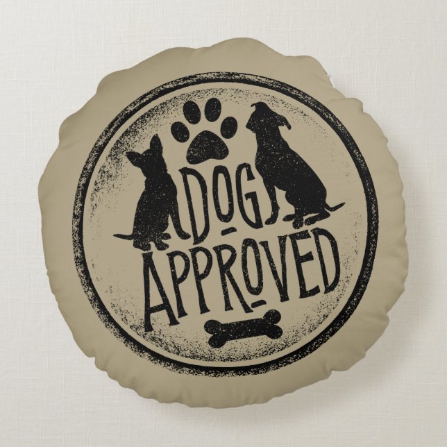 Coussin rond approuvé par chien (Dos)
