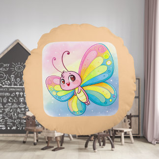 Coussin rond arc-en-ciel