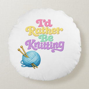 Coussin Rond au Tricot et au Crochet Réversible