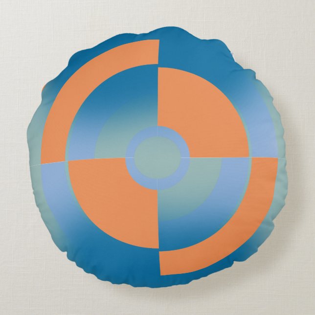 Coussin rond avec conception circulaire Abstraite (Dos)