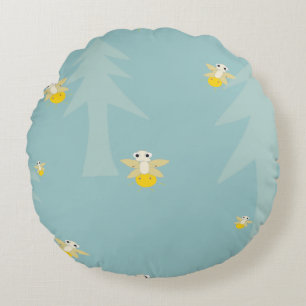 Coussin rond avec design lucioles.