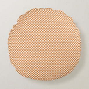 Coussin rond avec un vichy marron et blanc