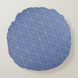 Coussin rond blanc minuscule bleu de Dasies de