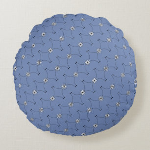 Coussin rond blanc minuscule bleu de Dasies de