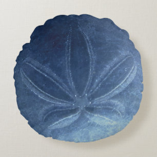 Coussin rond bleu du dollar de sable