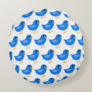 Coussin rond bleu et jaune