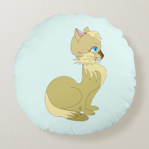 Coussin rond Blie Eyed Chat - Couleurs personnalis