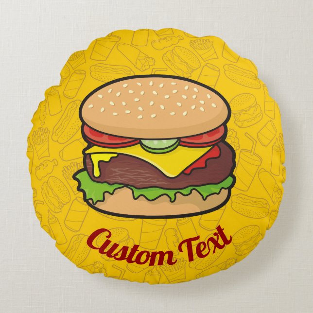 Coussin rond Cheeseburger (Devant)