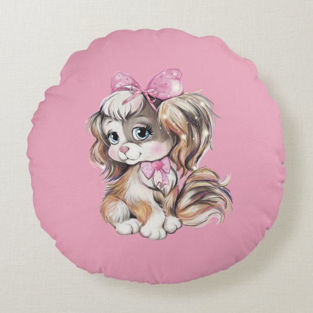 Coussin Rond Chiot (Devant)