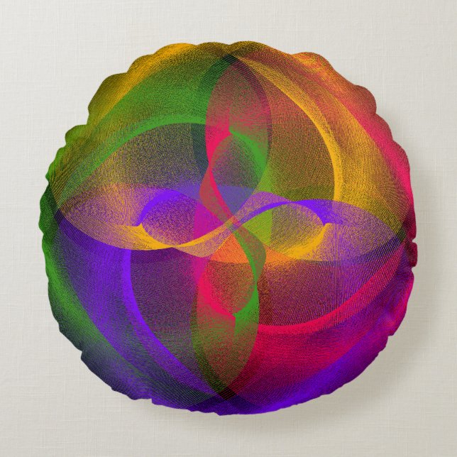 Coussin rond circulaire géométrique brillant (Devant)