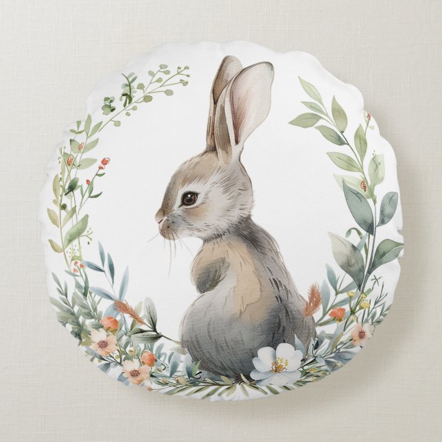 Coussin rond - conception lapin lapin lapin lapin (Devant)