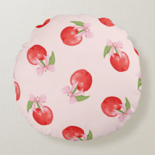 Coussin rond Coquette Cherry et Bow