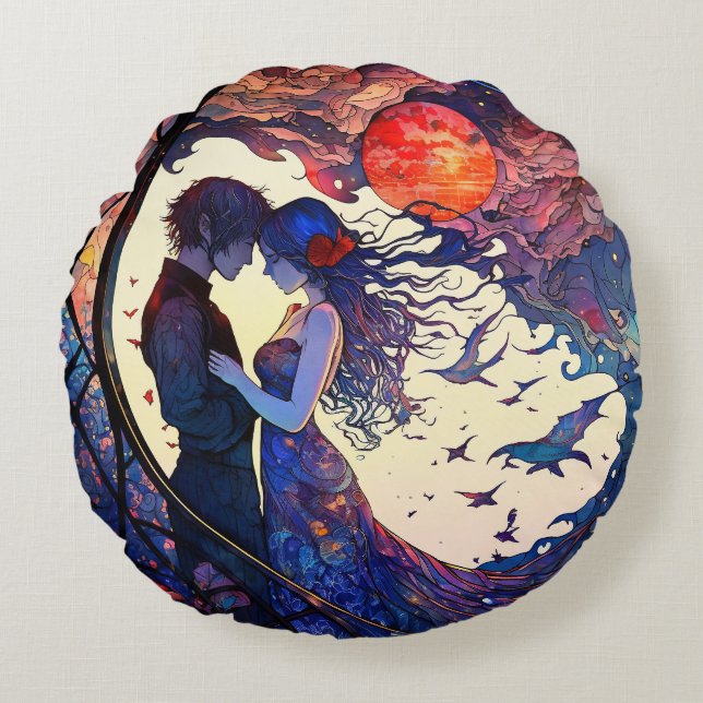Coussin rond Couple Faux (Devant)