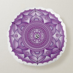 Coussin rond Crown Chakra Purple Mandala