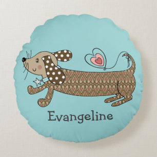 Coussin rond Dachshund Saucisse Personnalisé