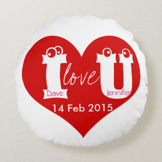 coussin rond d'amour pour le valentine