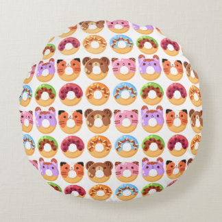 Coussin rond de beignet de polyester animal mignon