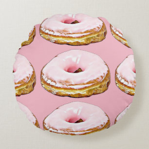 Coussin rond de beignets rose fraise