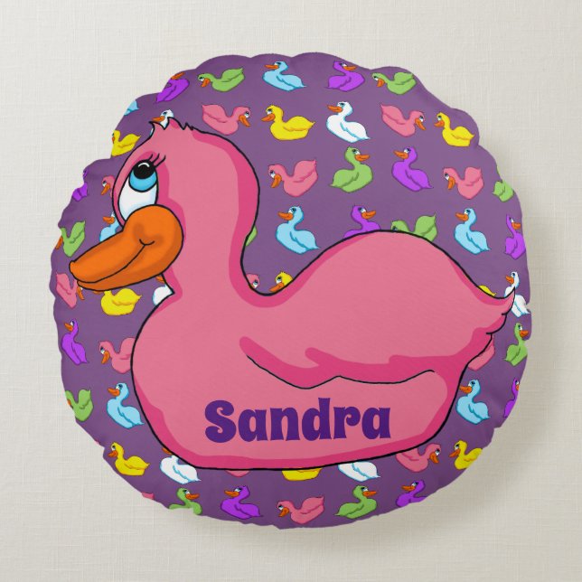 Coussin rond de canard rose (Devant)