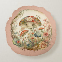 Coussin rond de champignons de Cottagcore