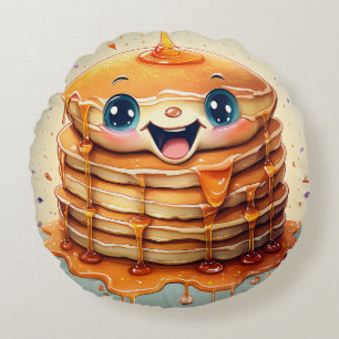 Coussin rond de crêpes de dessin - Whimsical et am