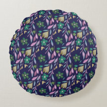 Coussin rond de fleurs de minuit