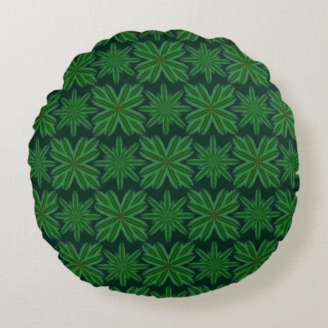 Coussin rond de la forêt de Pine Snowflakes (Devant)