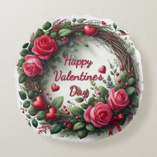 Coussin rond de la Journée des Valentines de la Ro