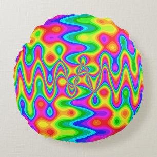 Coussin rond de l'art psychédélique coloré