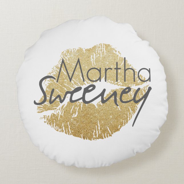 Coussin rond de lèvres d'or de Martha Sweeney (Dos)