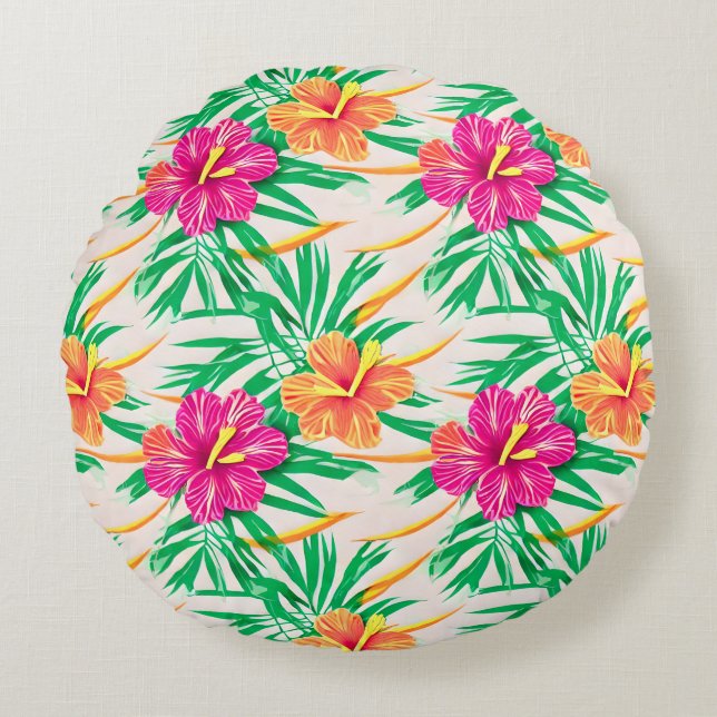 Coussin rond de l'île Hibiscus (Devant)
