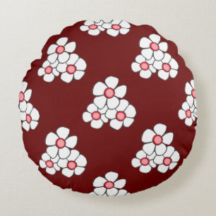 Coussin rond de marguerite centré rouge