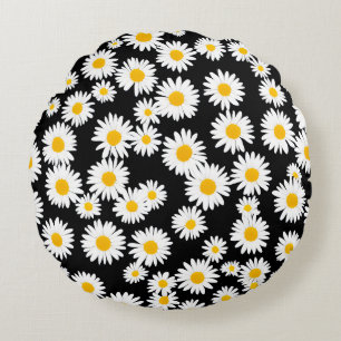 Coussin rond de marguerite jaune