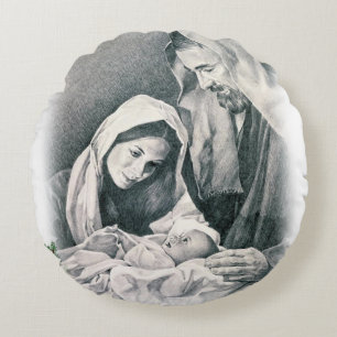 Coussin rond de Noël, Jésus-Christ