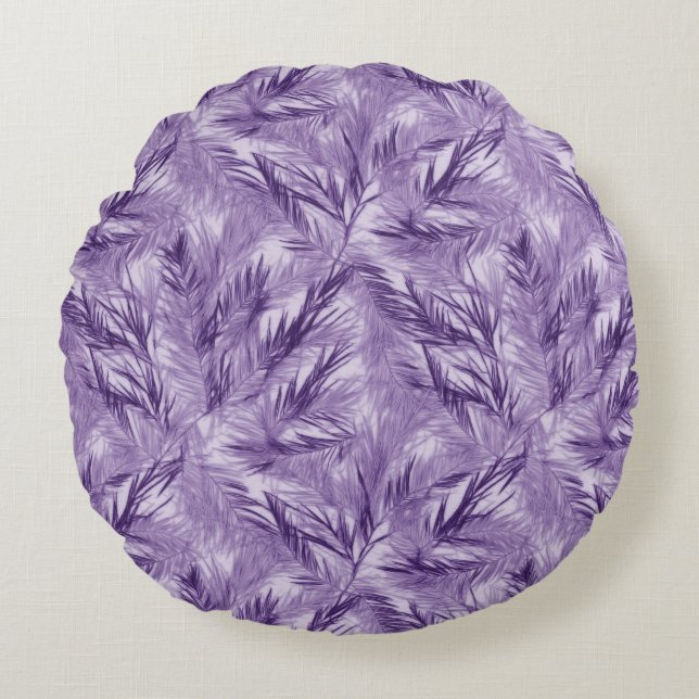 Coussin rond de palme violet délicat (Devant)