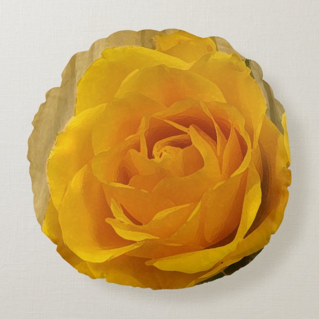 Coussin rond de pétales de rose jaunes (Devant)