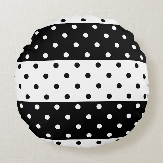 Coussin rond de pois monochrome (Devant)