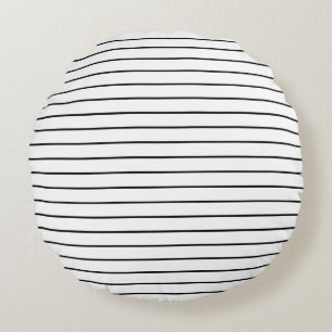 Coussin rond de rayures blanches noires minces