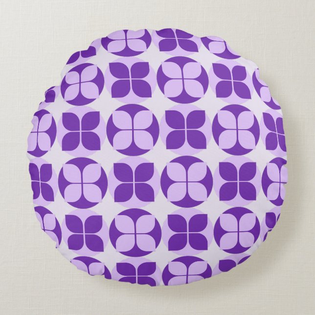 Coussin rond d'élégance florale géométrique (Devant)