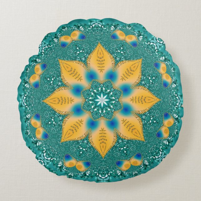Coussin rond d'énergie hypnotique géométrique de (Devant)