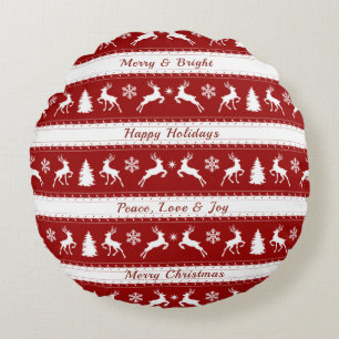 Coussin rond des arbres à flocon de neige de renne