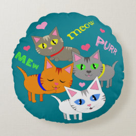 Coussin rond des chats lunatiques de l'amoureux