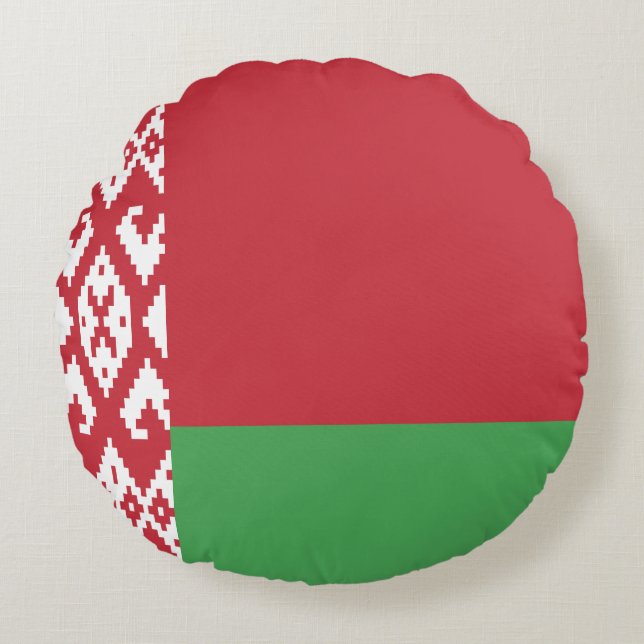 Coussin rond du drapeau biélorusse patriotique (Devant)