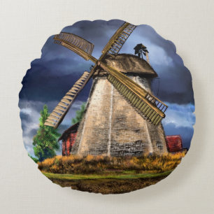 Coussin rond du moulin à vent néerlandais